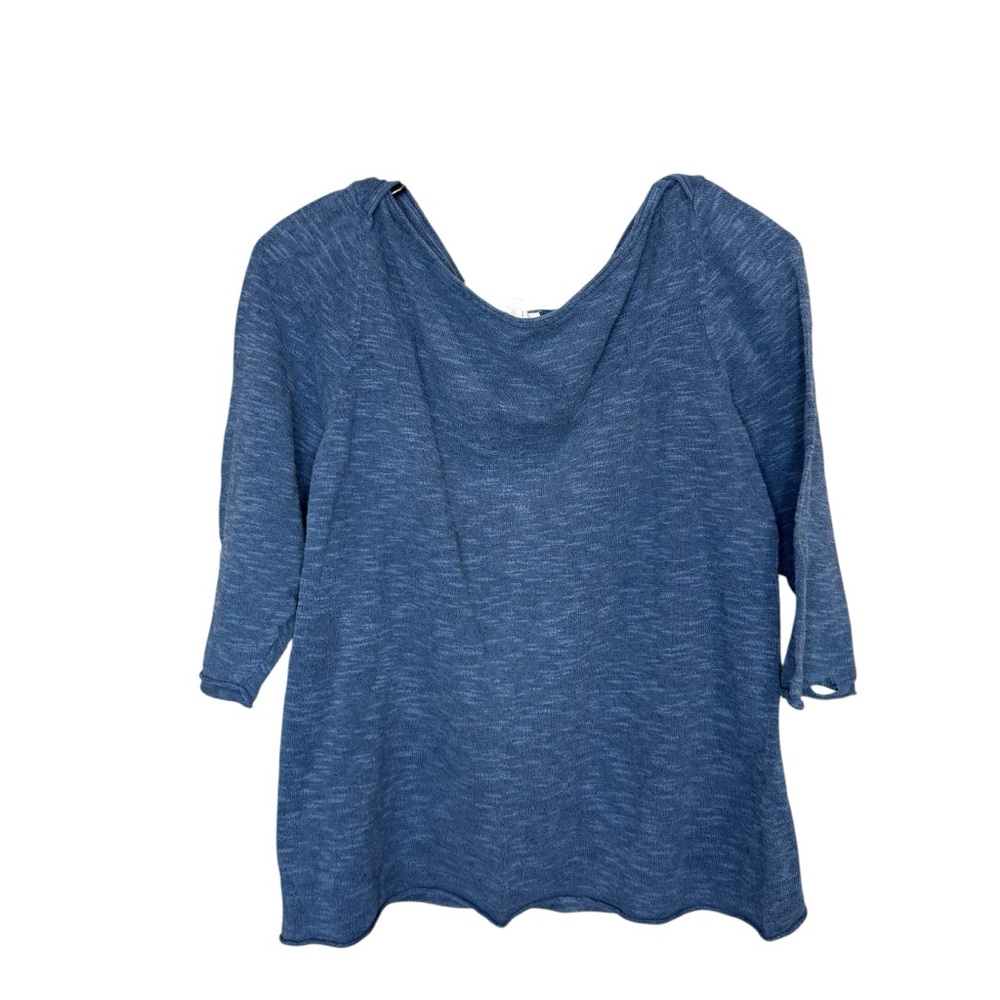 Eileen Fisher Bateau neck organic linen/cotton blend shirt in blue size large